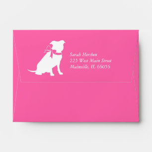 Enveloppe Baby shower de chien taureau rose