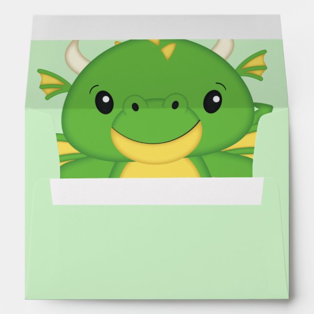 Enveloppe Baby shower de dragon vert (Dos (Bas))
