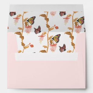 Enveloppe Baby shower de filles papillon rose moderne Boho