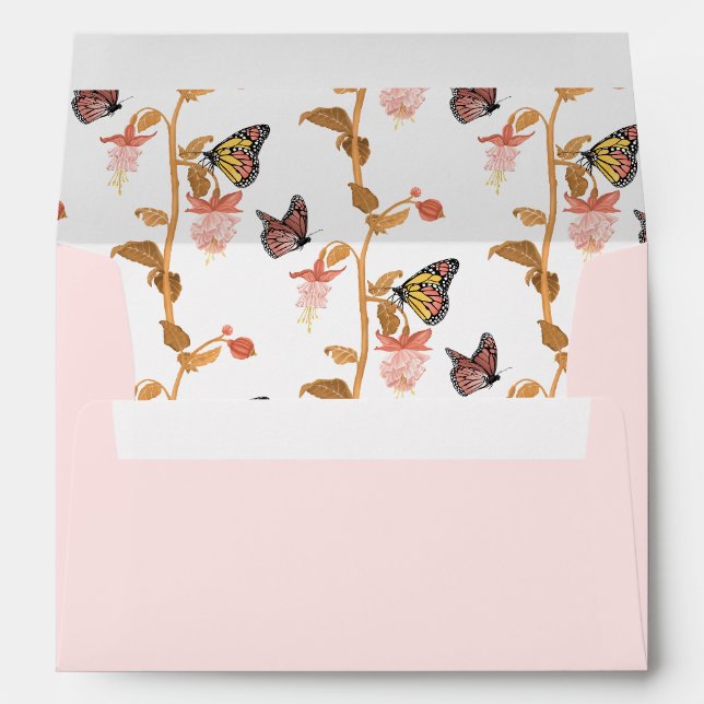 Enveloppe Baby shower de filles papillon rose moderne Boho (Dos (Bas))