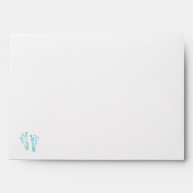 Enveloppe Baby shower de garçon simple Empreintes bleues pré (Devant)