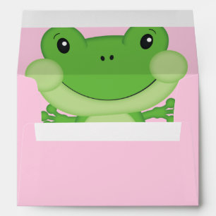 Enveloppe Baby shower de grenouille rose