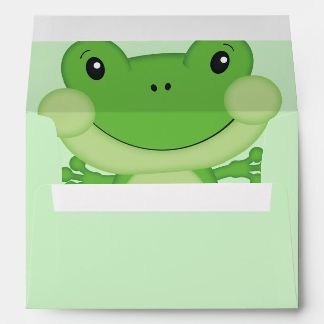 Enveloppe Baby shower de grenouille vert (Dos (Bas))