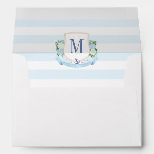 Enveloppe Baby shower de la crête de monogramme d'aquarelle