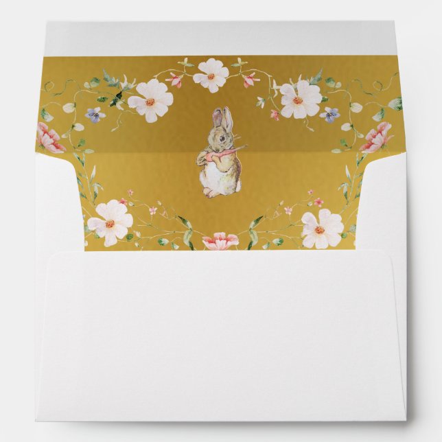 Enveloppe Baby shower de lapin doré Floral (Dos (Bas))