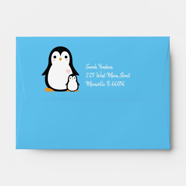 Enveloppe Baby shower de pingouin (Dos (Haut rabat))