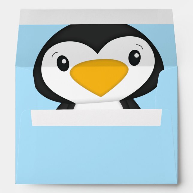 Enveloppe Baby shower de pingouin bleu (Dos (Bas))