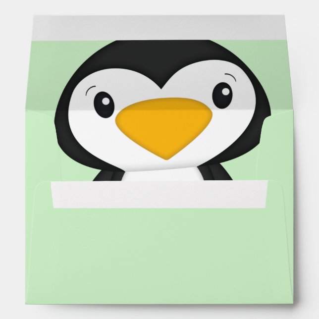 Enveloppe Baby shower de pingouin vert (Dos (Bas))
