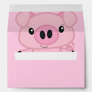 Enveloppe Baby shower de porc rose