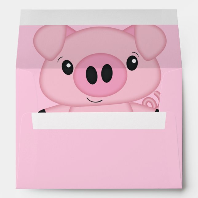Enveloppe Baby shower de porc rose (Dos (Bas))