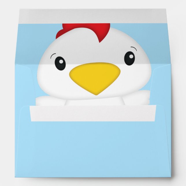 Enveloppe Baby shower de poulet bleu (Dos (Bas))