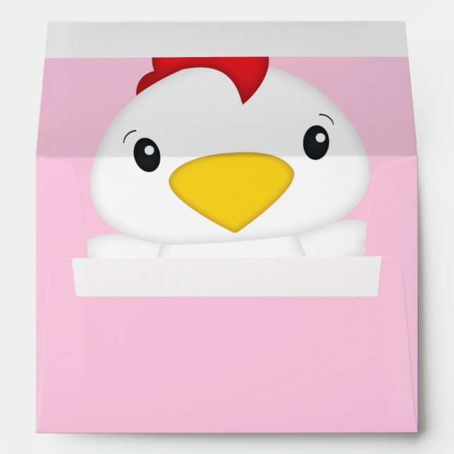 Enveloppe Baby shower de poulet ferme rose (Dos (Bas))
