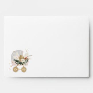 Enveloppe Baby shower de poussette rose Flocon de neige