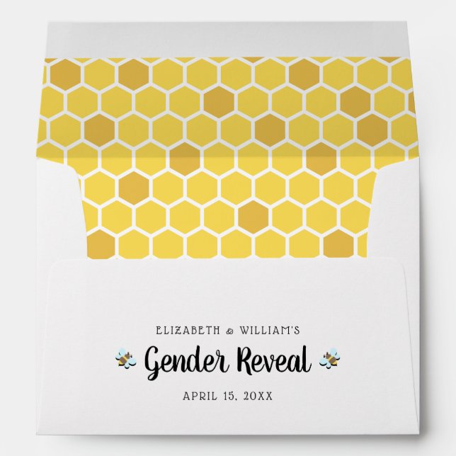 Enveloppe Baby shower de révélation du genre abeille (Dos (Bas))