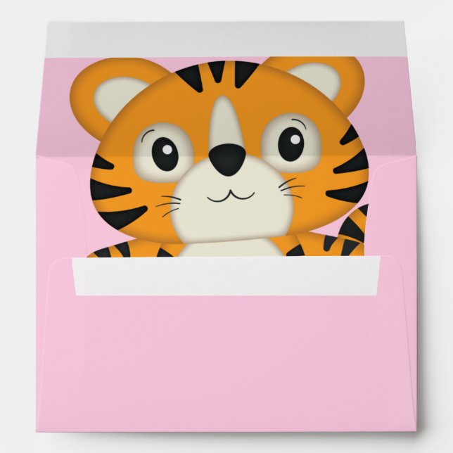Enveloppe Baby shower de tigre rose (Dos (Bas))