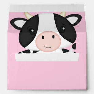 Enveloppe Baby shower de vache rose