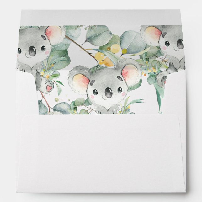 Enveloppe Baby shower de verdure Cute Koala Anniversaire (Dos (Bas))