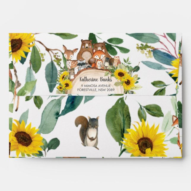 Enveloppe Baby shower de verdure du Tournesol (Dos (Haut rabat))