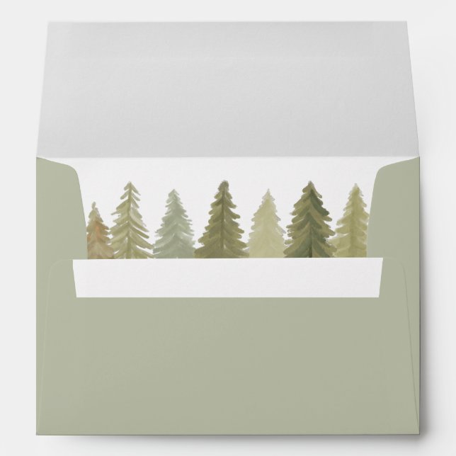 Enveloppe Baby shower des pins sylvestres (Dos (Bas))