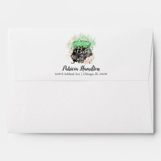 Enveloppe Baby shower d'Halloween rose floral (Dos (Haut rabat))