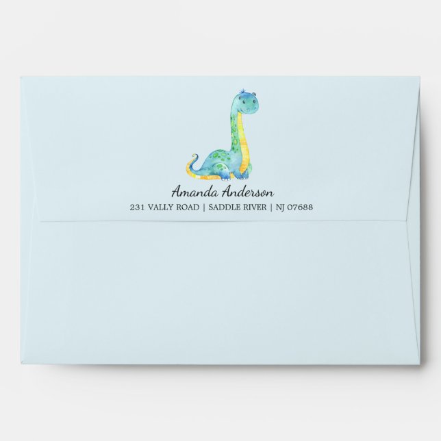 Enveloppe Baby shower Dinosaure Cute Invitation (Dos (Haut rabat))