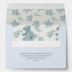 Enveloppe Baby shower d'ours et de lapin en toile française