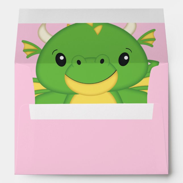 Enveloppe Baby shower Dragon rose (Dos (Bas))