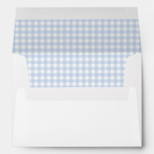 Enveloppe Baby shower En vichy bleu