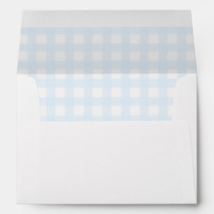 Enveloppe Baby shower En vichy bleu