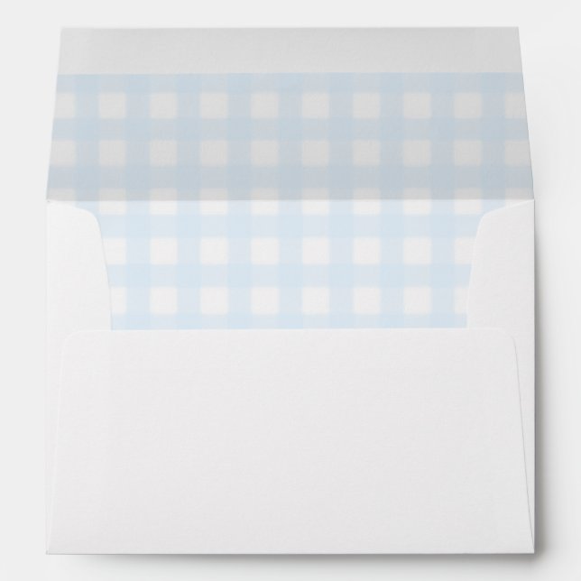 Enveloppe Baby shower En vichy bleu (Dos (Bas))