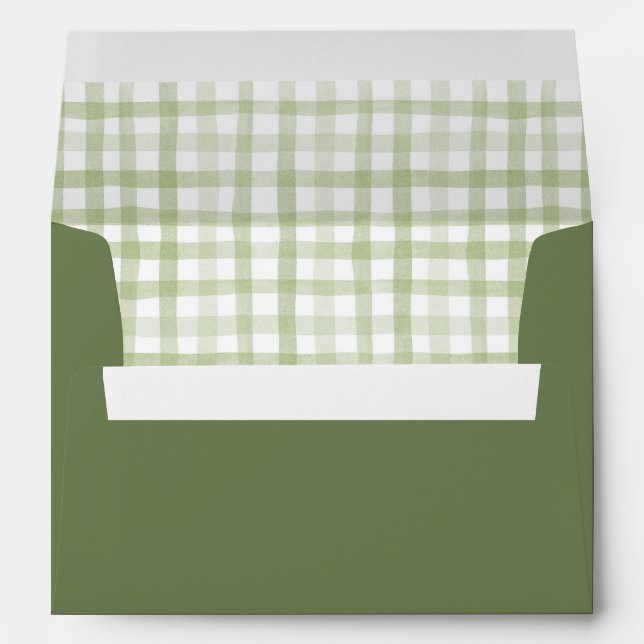 Enveloppe Baby shower En vichy vert (Dos (Bas))