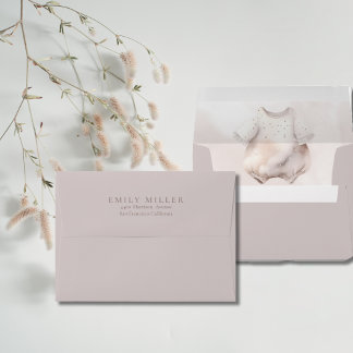 Enveloppe Baby shower féminin beige