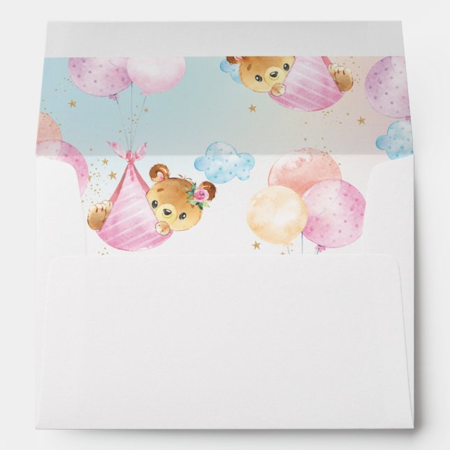 Enveloppe Baby shower fille ours en peluche mignon (Dos (Bas))