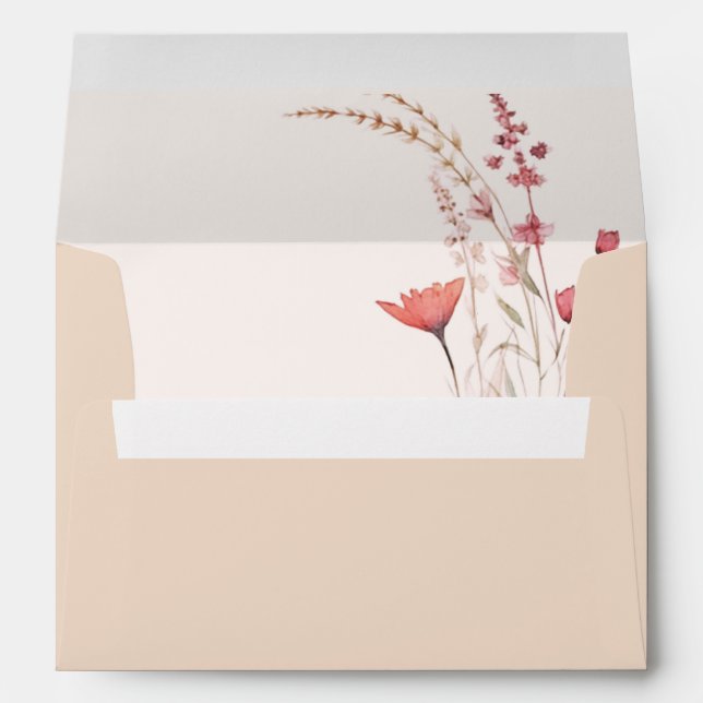 Enveloppe Baby shower fleur sauvage Boho Terracotta (Dos (Bas))