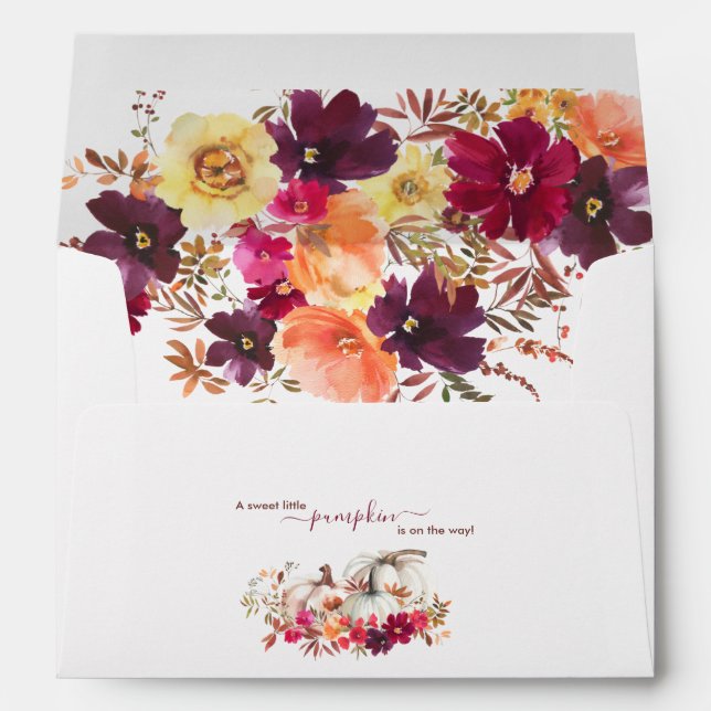 Enveloppe Baby shower floral de Little Citrouille Fall (Dos (Bas))