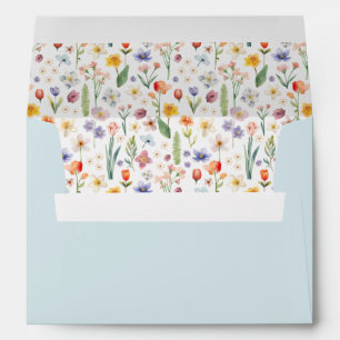 Enveloppe Baby shower floral de printemps - Bleu