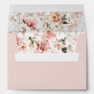 Enveloppe Baby shower floral rose papillon flottant par