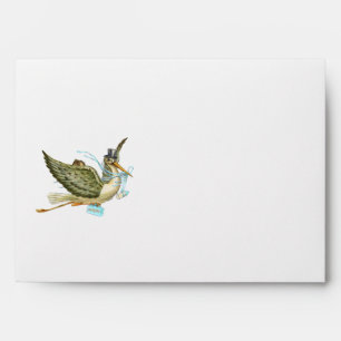 Enveloppe BABY SHOWER GARÇON STORK, Bleu Blanc