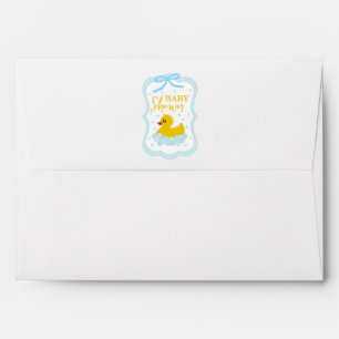 Enveloppe Baby Shower Gingham Garçon aux Gouttelettes d'Eau