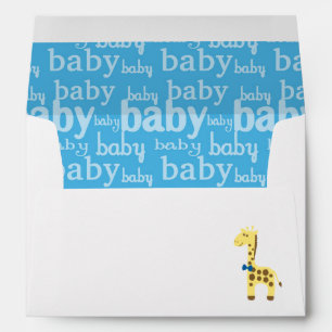 Enveloppe Baby Shower Girafe avec un Nœud Bleu pour Garçon