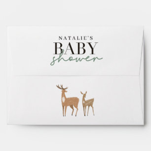 Enveloppe Baby shower moderne à l'eucalyptus