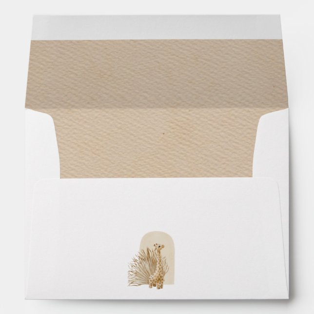 Enveloppe Baby shower Neutre Pampas Grass Giraffe (Dos (Bas))