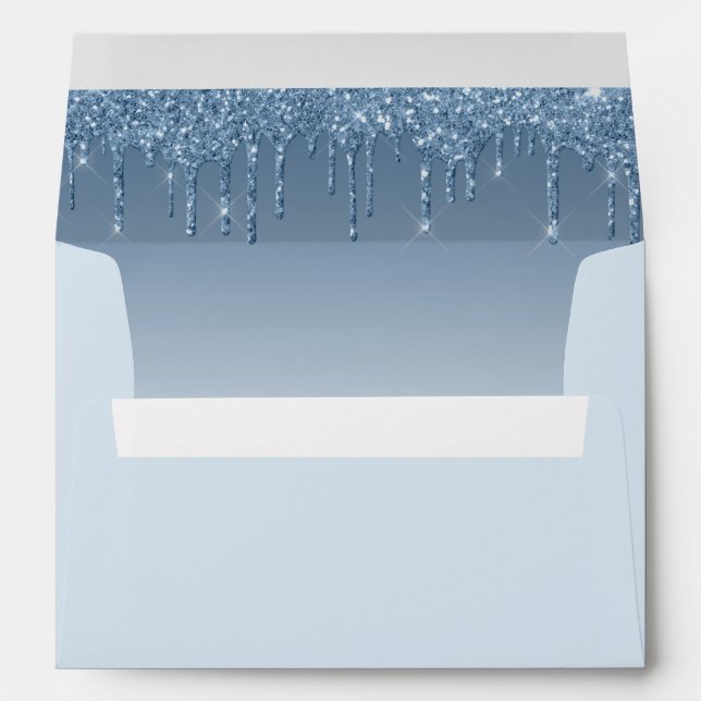 Enveloppe Baby shower Parties scintillant bleue (Dos (Bas))