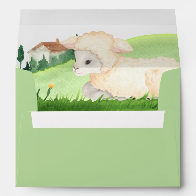 Enveloppe Baby shower pour animaux de ferme Sheep  (Dos (Bas))