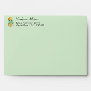 Enveloppe Baby shower pour garçons de dinosaures vert