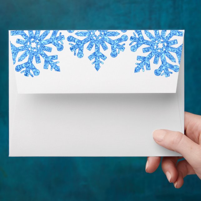 Enveloppe Baby shower pour garçons d'hiver Blue Snowflake (Hand)