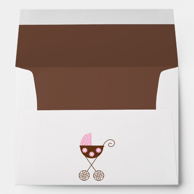 Enveloppe Baby shower rose de voiture d'enfant (Dos (Bas))