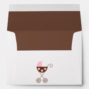 Enveloppe Baby shower rose de voiture d'enfant