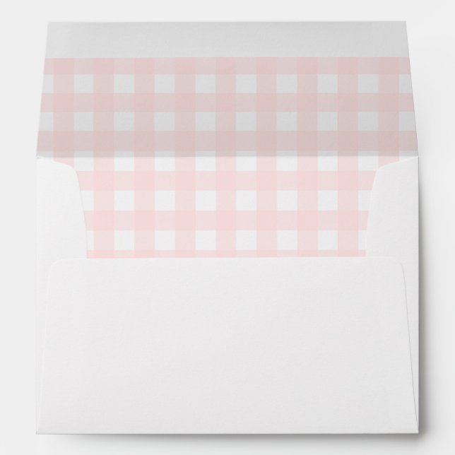 Enveloppe Baby shower rose En vichy (Dos (Bas))