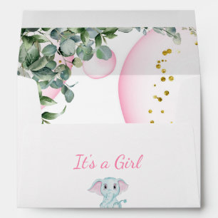 Enveloppe Baby shower Safari Jungle Elephant Eucalyptus